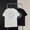 Camiseta de Manga Curta Ilha Quatro Caminhos Pedra Transfronteiriça com Estampa de Bússola no Peito, Gola Redonda, Caimento Solto, Camiseta Básica Unissex