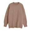 Suéter de Punto Redondo Color Puro Estilo Hong Kong para Mujer 2026 Otoño e Invierno Nuevo Estilo Coreano Holgado Suéter de Punto Estilo Hong Kong para Abrigo