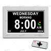 Producto de Venta Caliente Transfronterizo Reloj Electrónico de 8 pulgadas Marco de Fotos Digital Calendario con Recordatorio de Medicamentos para Personas Mayores, 12 Relojes Despertadores, Pantalla a 4 Colores