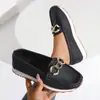 Nuevos Mocasines Casuales para Mujer Transfronterizos 2025, Zapatos Slip-On Modernos y Sencillos con Hebilla Metálica, Cómodos Zapatos de Boca Baja en Tallas Grandes