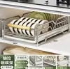 Estante de Almacenamiento de Platos de Acero Inoxidable Estante de Almacenamiento para Gabinete de Cocina Tipo Cajón Cajones Cajones Cajones Cajones Platos Estante para Platos