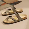 Pantuflas de Corcho Birkenstock para Hombres y Mujeres, Sandalias de Verano, Pantuflas Planas de Moda con una Sola Tira, Estilo de Pareja, Zapatos de Playa para Exteriores, Adhesivo