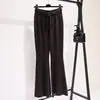 Nuevos Pantalones Largos Casuales de Punto Acampanados Adelgazantes de Cintura Alta para Mujer Otoño/Invierno 2026, Corte Holgado, Caída, Ajuste Delgado, Largo hasta el Suelo