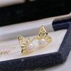 Origen de la Perla Fuerza Mayorista Bienestar Aretes de Perla de Agua Dulce Luz Fuerte Exquisitos Estilo ins Aretes de Oro de 14k