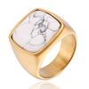 Amazon caliente nuevo anillo retro personalizado para hombre de piedra natural y acero de titanio joyería de acero de titanio de moda venta al por mayor