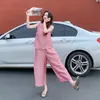 Novo Conjunto Estilo Chinês Feminino Verão 2026 Novo High-End Temperamento Redutor de Idade Jacquard Top Calça Larga de Nove Décimos Conjunto de Duas Peças