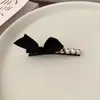 Pinza para el pelo con lazo negro de pedrería estilo coreano, pinza delicada para flequillo, pinza lateral, pasador para el pelo, accesorios para el cabello