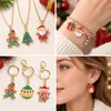 Colgantes de aleación navideños con goteo de aceite hombre de jengibre muñeco de nieve Papá Noel campana adornos de regalo accesorios para joyería DIY