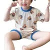 Ropa de Casa de Verano Ropa con Aire Acondicionado Ropa para Niños Tela de Seda Helada Fría Traje Holgado de Manga Corta Pantalones Cortos Traje de Ropa Casual