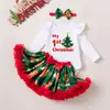 Conjunto de Vestido Navideño para Bebé Otoño e Invierno Mameluco de Manga Larga y Vestido Falda para Niñas Pequeñas Atuendo Navideño para Bebé