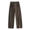 Pantalones casuales de chenilla de lujo ligero, corte recto holgado para hombre, nuevos pantalones de pierna ancha de moda estilo japonés para otoño e invierno 2026