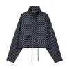 ZA Europa Transfronteriza Comercio Exterior Ropa de Mujer AliExpress Venta Caliente Manga Larga Cuello Alto Lunares Manga Abullonada Conjunto de Chaqueta y Shorts