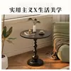 Mesa redonda pequeña, mesita auxiliar de lujo ligero para sofá, mesa de té pequeña para el hogar en la sala de estar, mesa auxiliar, mesa de rincón retro, almacenamiento de noche de hierro forjado, balcón