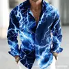 Cardigan Casual para Hombre con Estampado 3D de Rayos Coloridos, Camisa de Manga Larga, Directo del Fabricante