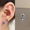 Pendientes Explosivos Coloridos de Amor con Zirconia Micro-Pavé, Acero de Titanio, Diamante Flash, Clavo Coclear, Acero de Titanio, Clavo para Hueso de la Oreja