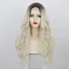 Peruca europeia e americana feminina com renda frontal com pequenos detalhes em renda e tingimento cabelo longo cacheado fibra química touca perucas de comércio exterior