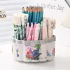 Caixa de armazenamento multifuncional de grande capacidade para mesa, porta-canetas espesso, balde de lápis para estudante, porta-canetas rotativo criativo fofo de desenho animado
