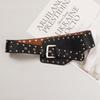 Cinturón Ancho para Mujer Retro Moda de Alta Gama Combinable Decorativo Vestido Trendy Estilo Punk de Remaches Cubre Cintura Negro