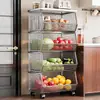 Estante de cocina multifuncional, gabinete de capas de pie, cesta para verduras, frutas, cebollas, jengibre, ajos, carrito pequeño