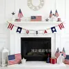 Guirnalda Banner Rojo, Blanco y Azul del Día de la Independencia Americana, Bandera, Accesorios de Decoración para Fiesta en la Pared de la Chimenea