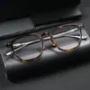Gafas de Marco de Titanio con Patillas Doradas Adhesivas, Marco de Titanio Unisex, Gafas de Marco de Acetato sin Puntas en las Patillas, Venta al por Mayor de Fábrica 8132 Color Carey