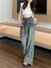 Verano 2026 Nuevo Sentido del Diseño Estilo Perezoso Nicho Sueltos Rectos Casuales Dobladillo Crudo Largo Hasta el Suelo Pierna Ancha Jeans Mujer