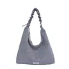 Nova bolsa de ombro estilo coreano com estampa de estrelas e flores 2026, grande capacidade, bolsa tote plissada, casual e versátil para uso diário e para ir ao trabalho