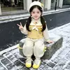 Conjunto de Pelúcia com Bolinhas e Cachorrinho para Meninas Inverno Outono/Inverno 2026 Novo Conjunto de Duas Peças Espesso para Meninas Pequenas Tendência