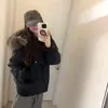Chamarra Acolchada con Capucha y Cuello de Piel para Otoño e Invierno Unisex Versátil Holgada Casual Estilo Americano High Street Relajado Abrigo de Moda