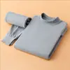 Novo conjunto de roupa íntima térmica masculina 100% algodão, roupas e calças de outono para homens de meia-idade e idosos, 100% algodão, fino, sem felpa, gola redonda média