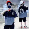 Camiseta de Verão de Manga Curta para Meninos 2026 Nova Roupa de Verão Infantil para Meninos, Algodão Puro Manga Meia Manga Marca Tendência para Crianças Maiores