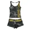 Traje de Verano con Chaleco y Shorts Y2K Estampado Retro Hottie que Muestra el Ombligo Cuello en U Sin Mangas Chaleco Top para Mujer con Estampado de Letras Americanas