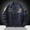 Jaqueta Aviador Masculina de Primavera e Outono Jaqueta de Beisebol Bordada Casaco Casual Americano Jaqueta de Trabalho Tendência
