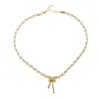 Collar de Perlas Estilo Chino Nuevo Nicho Ropa Colgante Cadena de Clavícula Corazón de Alta Gama Diseño Sencillo Joyería de Aleación
