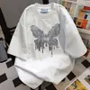 Camiseta de Manga Corta con Estampado de Mariposa Graffiti de Diseño de Nicho para Mujer Retro Americano Verano 2026 Informal Holgada
