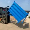 Caçamba de sucata reforçada de alta resistência com descarga lateral, caçamba de material com inclinação frontal, caçamba basculante para descarga com empilhadeira com porta de abertura lateral