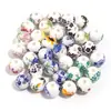 Estilo Chinês Porcelana Azul e Branca Contas Cerâmicas DIY Flores e Plantas Pintadas à Mão Pulseira de Contas Colar Grampo de Cabelo Acessórios de Joias Estilo Antigo