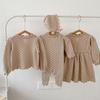 Vestido de Punto de Manga Larga para Niña Estilo Primavera y Otoño Mono Unisex para Bebé Vestido Elegante para Niña Conjuntos a Juego para Hermanas