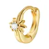 Pendientes de Aguja Fina Simples Galvanizados Transfronterizos Color Acero Corona Flor Incrustada con Circonita Estilo Lujo Ligero Pendientes de Piercing de Gama Alta