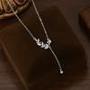 Elegante cadena de clavícula con microincrustaciones de circonitas galvanizadas en oro auténtico, diseño de nicho para mujer, collar con orejas de trigo, exquisita cadena de lana con borlas.