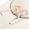 Cadena para Suéter Hecha a Mano Cuerda de Carga Alta Borla de Listón Morandi Lanyard Colgante Sólido Esmeralda Collar de Cristal de Cera de Abeja