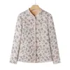 Chaqueta de Algodón Dulce y Cálida para Invierno 2025 para Madres de Mediana Edad y Mayores, Cuello Alto, Estampado Floral, Forro Polar, Engrosada, Elegante y Juvenil
