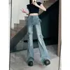 Pantalones largos de pierna ancha con tirantes para comercio transfronterizo, pantalones holgados de cintura alta estilo americano sexy para figuras petite, diseño retro de lazo