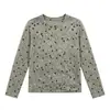 Camiseta de Manga Larga con Cuello Redondo y Estampado Cuadrado de Moda Otoño Nuevo Estilo Chic Reductora de Edad Casual Cómoda Versátil para Mujer