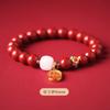 Pulseira de Cinábrio Crua para Mulheres, Areia Imperial, Jade Hetian, Pulseira da Sorte, Ano do Zodíaco, Design Original Estilo Chinês, Amuleto da Sorte