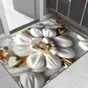 Tapete de Chão Absorvente Secagem Rápida para Banheiro com Florais em Relevo, Suave de Terra de Diatomáceas, Antiderrapante para Entrada do Banheiro