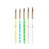 Conjunto de Pincéis para Unhas Transfronteiriço com 5 Peças Cristal Pintado Esculpido Ferramentas para Manicure Caneta Flor Caneta Espiral 3D Acrílico