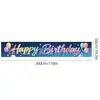 Novos adereços de decoração de aniversário transfronteiriços: Bandeiras decorativas de poliéster 100D, tecido para fundo de aniversário, faixas e dísticos personalizados