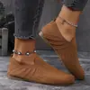 Zapatos de punta redonda de comercio exterior, zapatos de mujer para primavera-verano transfronterizos, casual sin cordones, suela blanda, estilo nuevo, planos, color sólido, en stock, tela de talla grande