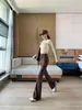 Pantalones casuales acampanados de talle alto con cordón para mujer, pantalones de campana adelgazantes y que favorecen la figura, pantalones largos nuevos, modernos y versátiles